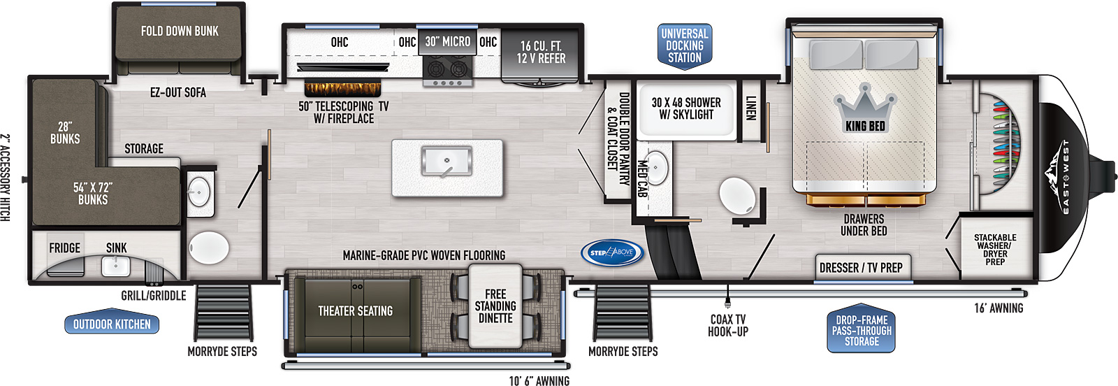 2023 EAST TO WEST RV AHARA 378BH-OK, , floor-plans-day image number 0